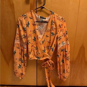 The Fifth Label Floral Wrap Blouse - Orange